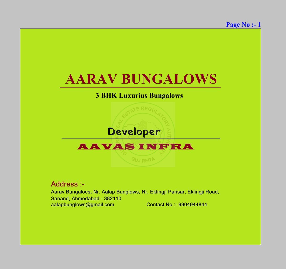 Aarav Bunglows — brochure image 1